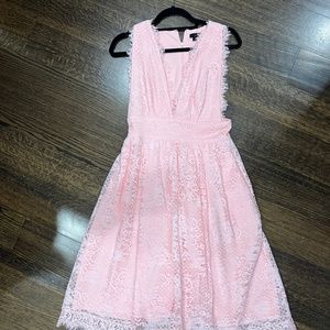 NBD Pink Lace Low Cut Dress
